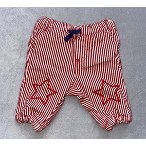 Baby Boden 0-3m red white striped lined pants star applique EUC